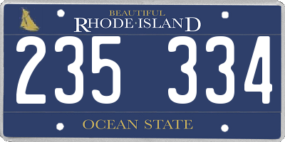 RI license plate 235334