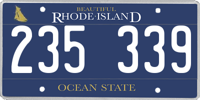 RI license plate 235339
