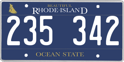 RI license plate 235342