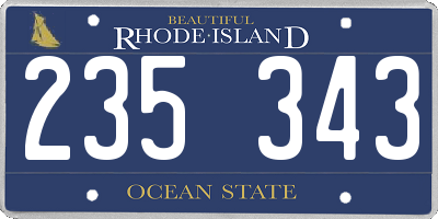 RI license plate 235343