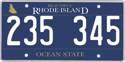 RI license plate 235345