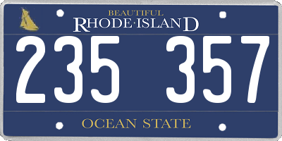 RI license plate 235357