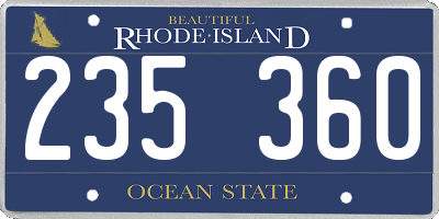 RI license plate 235360