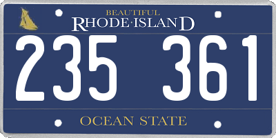 RI license plate 235361