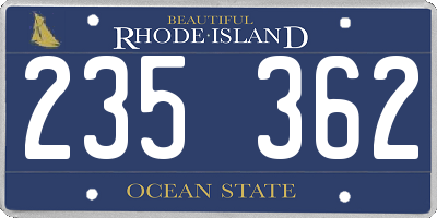 RI license plate 235362