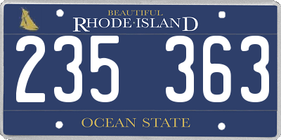 RI license plate 235363