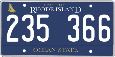 RI license plate 235366