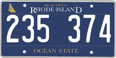 RI license plate 235374