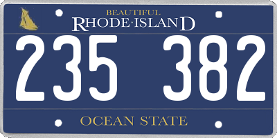 RI license plate 235382