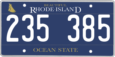 RI license plate 235385