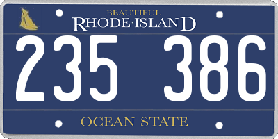 RI license plate 235386