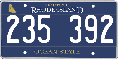 RI license plate 235392