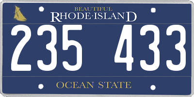 RI license plate 235433