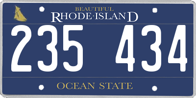 RI license plate 235434
