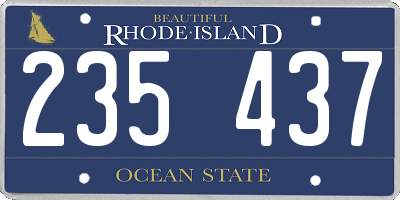 RI license plate 235437