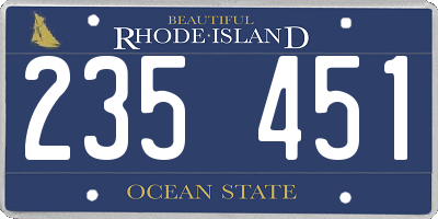 RI license plate 235451