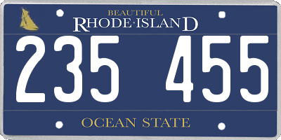 RI license plate 235455
