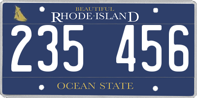 RI license plate 235456