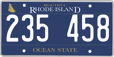 RI license plate 235458
