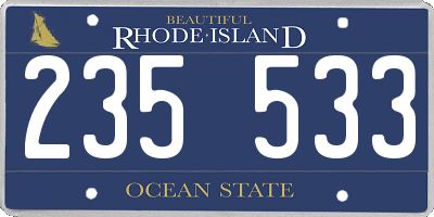 RI license plate 235533