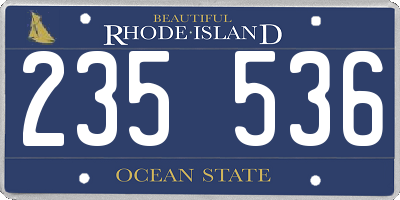 RI license plate 235536