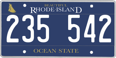 RI license plate 235542