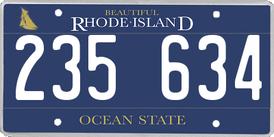 RI license plate 235634