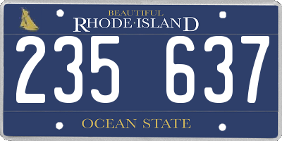 RI license plate 235637