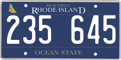 RI license plate 235645