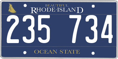 RI license plate 235734