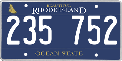 RI license plate 235752
