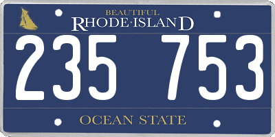 RI license plate 235753