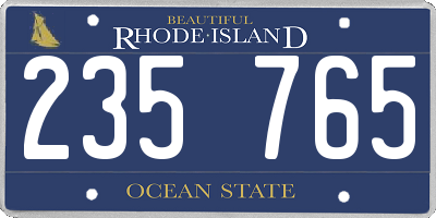 RI license plate 235765