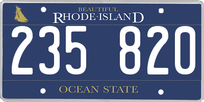 RI license plate 235820