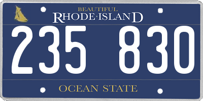 RI license plate 235830