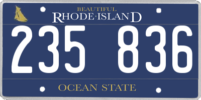 RI license plate 235836