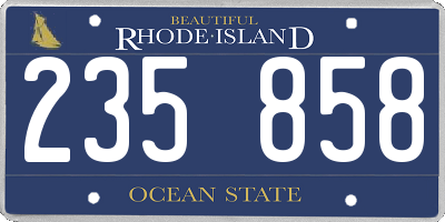 RI license plate 235858