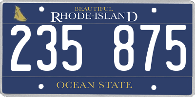 RI license plate 235875
