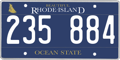 RI license plate 235884