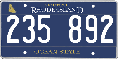RI license plate 235892