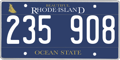 RI license plate 235908