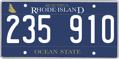 RI license plate 235910