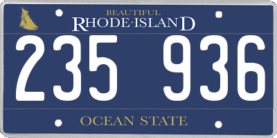 RI license plate 235936