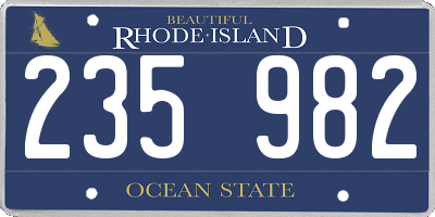 RI license plate 235982