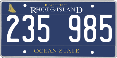 RI license plate 235985