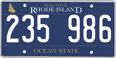 RI license plate 235986