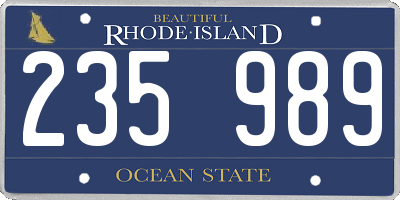 RI license plate 235989