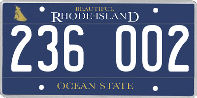 RI license plate 236002