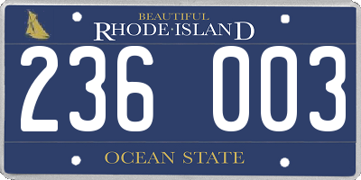 RI license plate 236003
