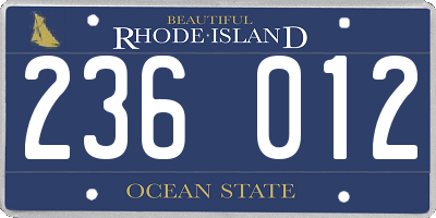 RI license plate 236012